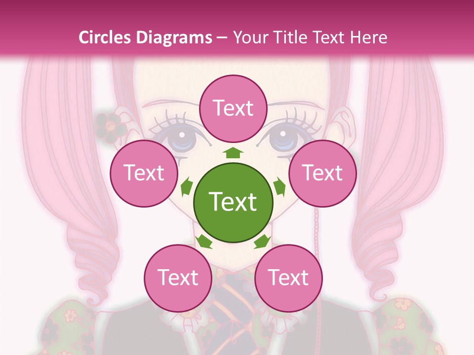 A Girl With Pink Hair Wearing A Green And Yellow Dress PowerPoint Template