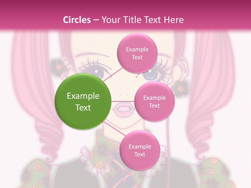 A Girl With Pink Hair Wearing A Green And Yellow Dress PowerPoint Template