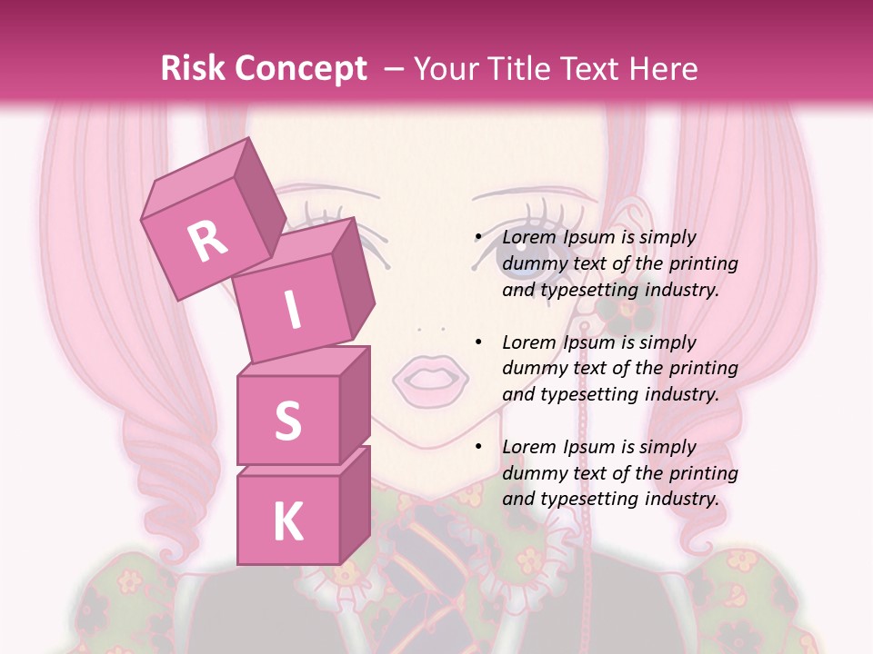 A Girl With Pink Hair Wearing A Green And Yellow Dress PowerPoint Template