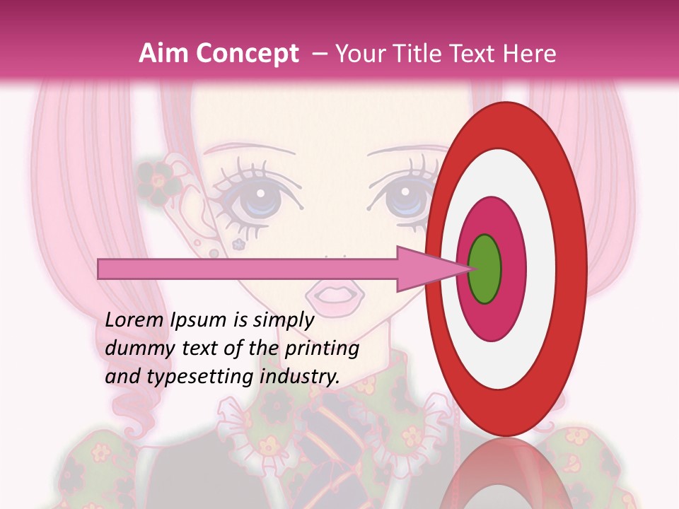 A Girl With Pink Hair Wearing A Green And Yellow Dress PowerPoint Template