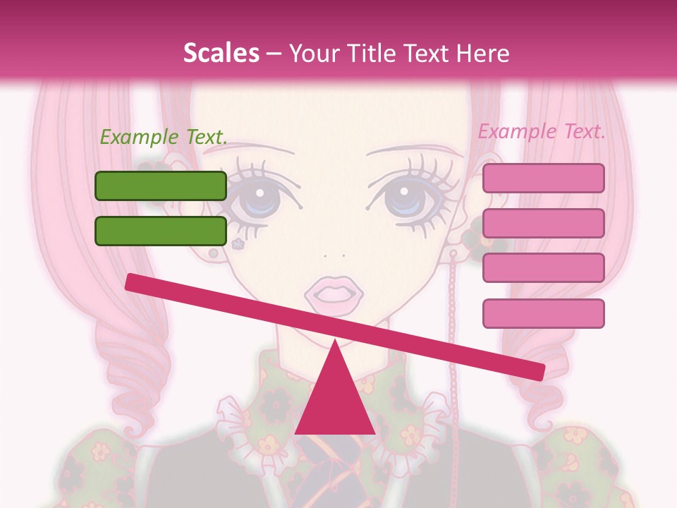 A Girl With Pink Hair Wearing A Green And Yellow Dress PowerPoint Template