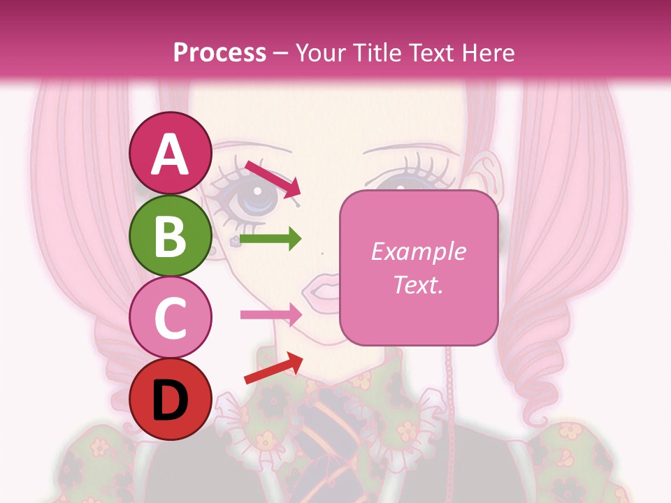 A Girl With Pink Hair Wearing A Green And Yellow Dress PowerPoint Template