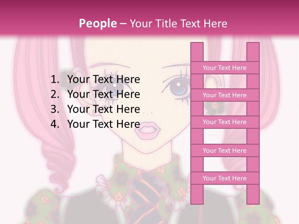 A Girl With Pink Hair Wearing A Green And Yellow Dress PowerPoint Template