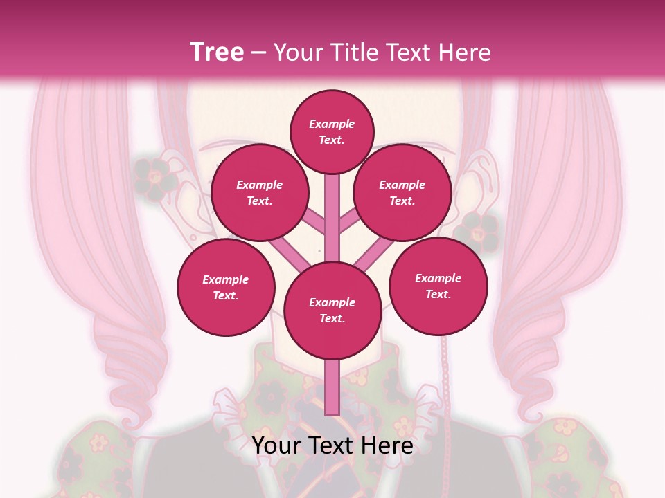 A Girl With Pink Hair Wearing A Green And Yellow Dress PowerPoint Template