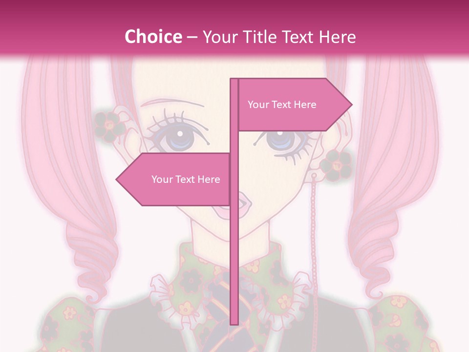 A Girl With Pink Hair Wearing A Green And Yellow Dress PowerPoint Template