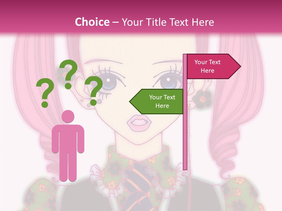 A Girl With Pink Hair Wearing A Green And Yellow Dress PowerPoint Template