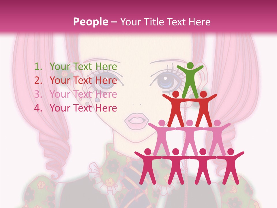 A Girl With Pink Hair Wearing A Green And Yellow Dress PowerPoint Template
