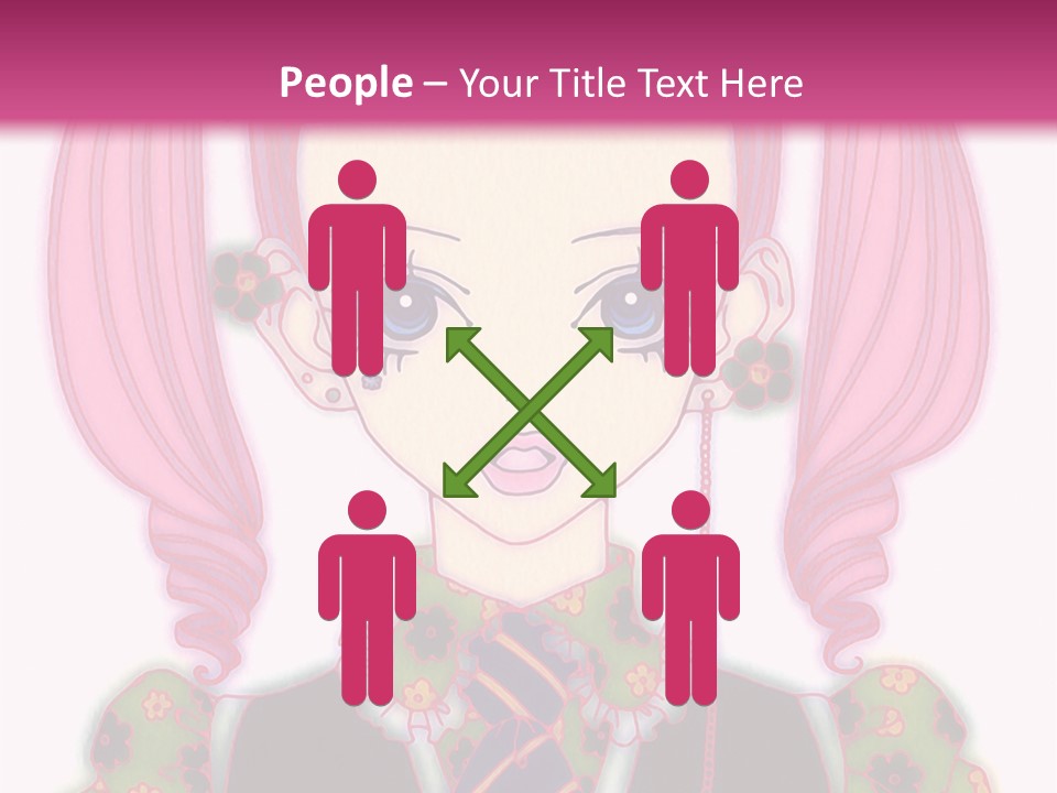 A Girl With Pink Hair Wearing A Green And Yellow Dress PowerPoint Template