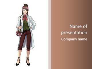 A Woman In A White Coat Is Standing With Her Hands On Her Hips PowerPoint Template