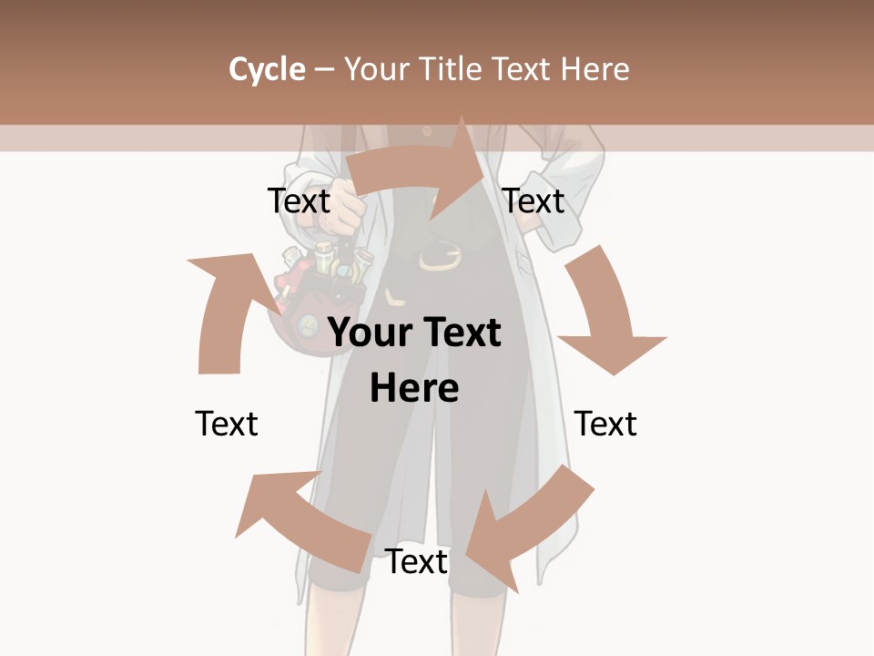 A Woman In A White Coat Is Standing With Her Hands On Her Hips PowerPoint Template