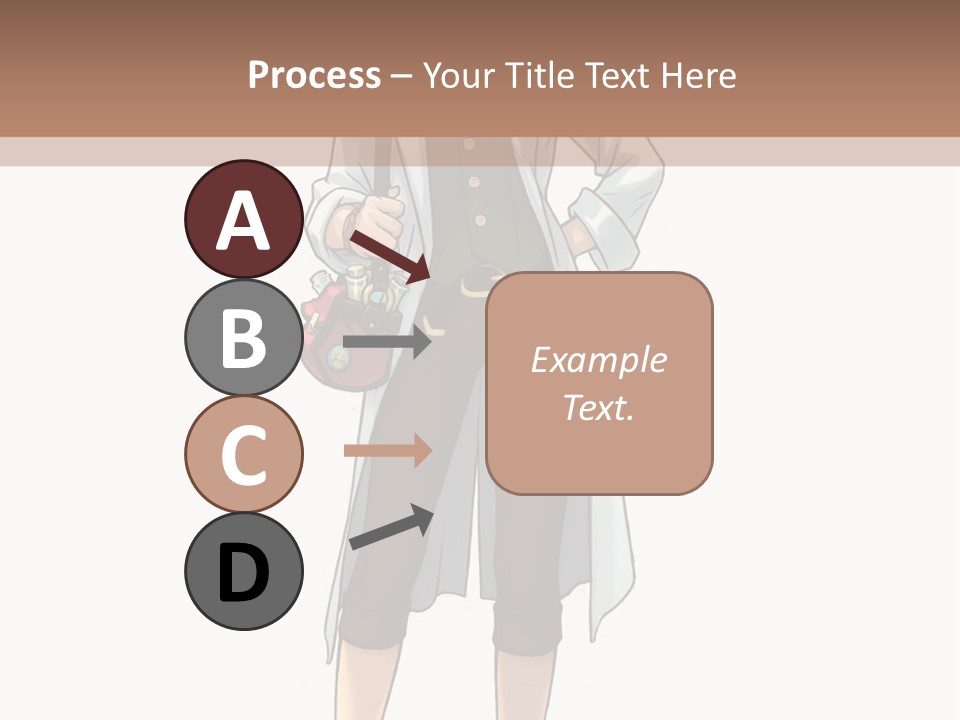 A Woman In A White Coat Is Standing With Her Hands On Her Hips PowerPoint Template