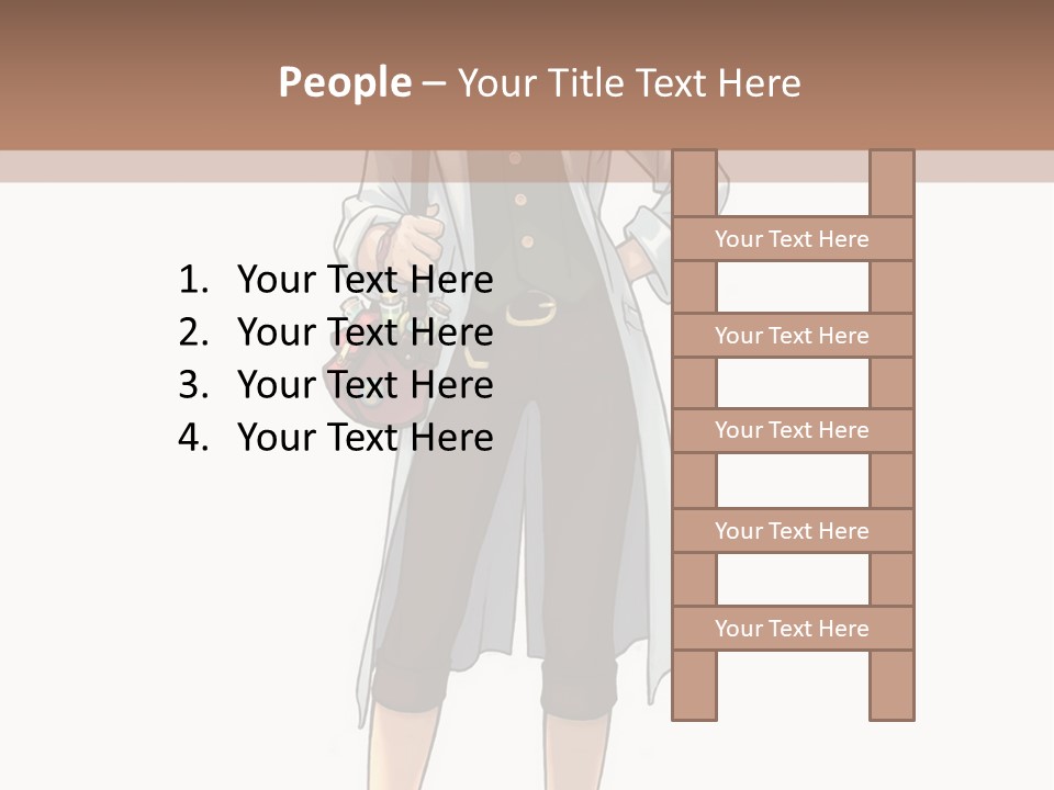 A Woman In A White Coat Is Standing With Her Hands On Her Hips PowerPoint Template