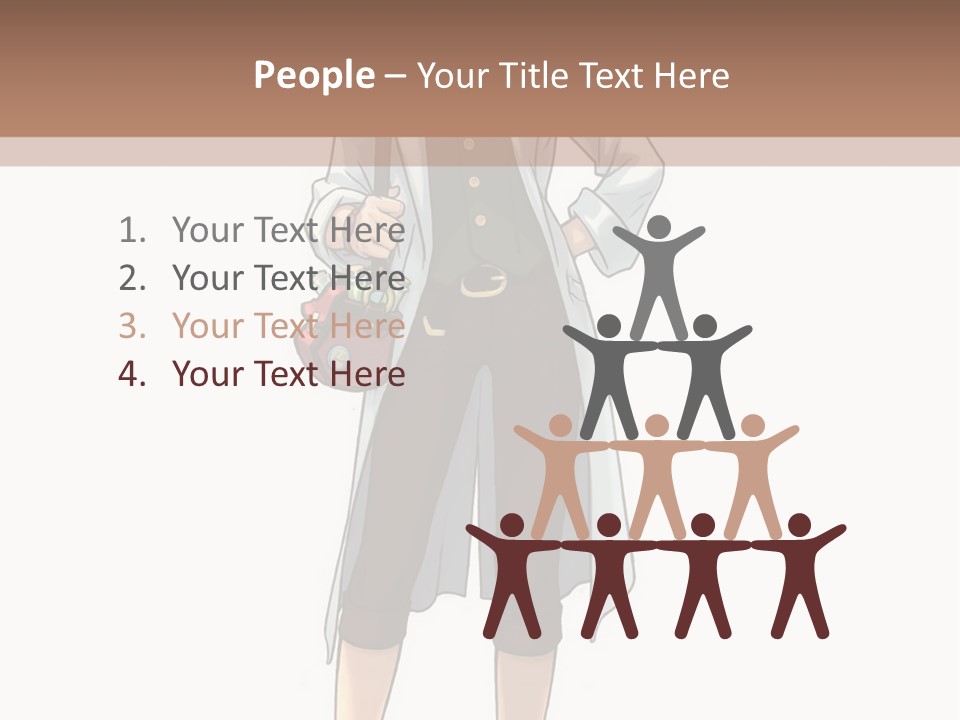 A Woman In A White Coat Is Standing With Her Hands On Her Hips PowerPoint Template