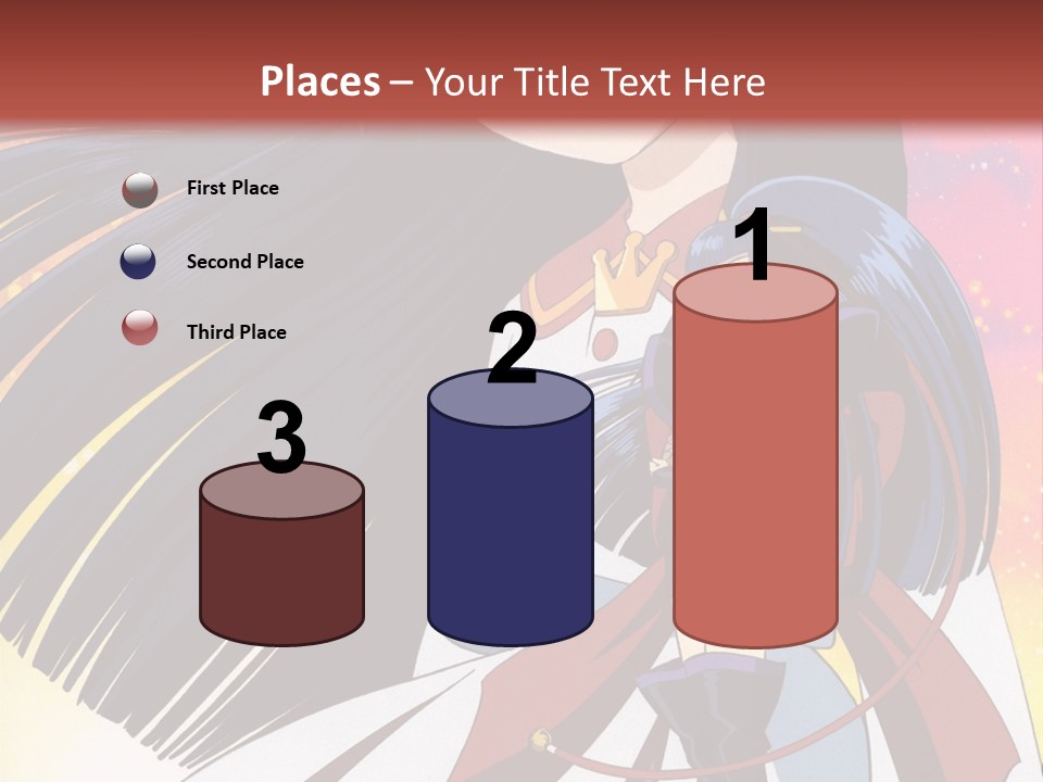 A Girl With Long Black Hair And A Red Hat Is Standing In Front Of A PowerPoint Template