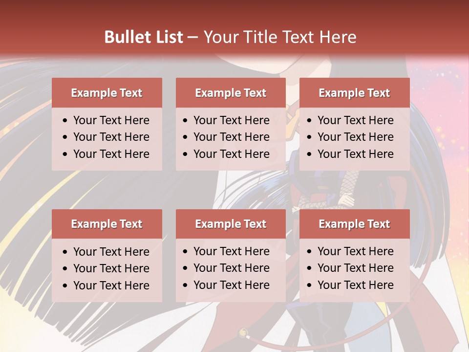 A Girl With Long Black Hair And A Red Hat Is Standing In Front Of A PowerPoint Template