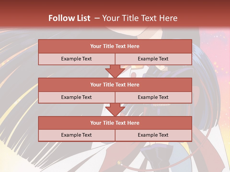 A Girl With Long Black Hair And A Red Hat Is Standing In Front Of A PowerPoint Template