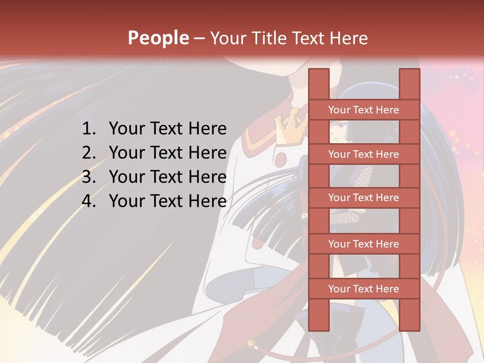 A Girl With Long Black Hair And A Red Hat Is Standing In Front Of A PowerPoint Template