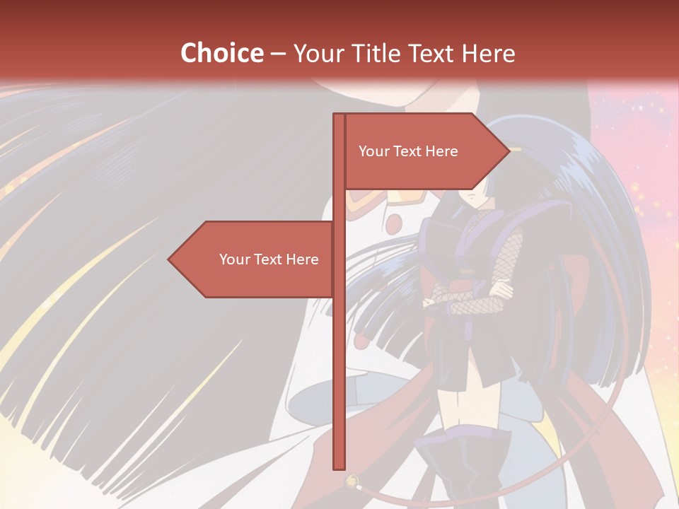 A Girl With Long Black Hair And A Red Hat Is Standing In Front Of A PowerPoint Template