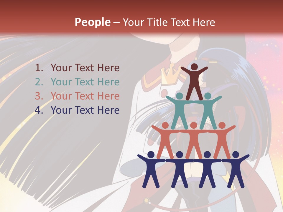 A Girl With Long Black Hair And A Red Hat Is Standing In Front Of A PowerPoint Template