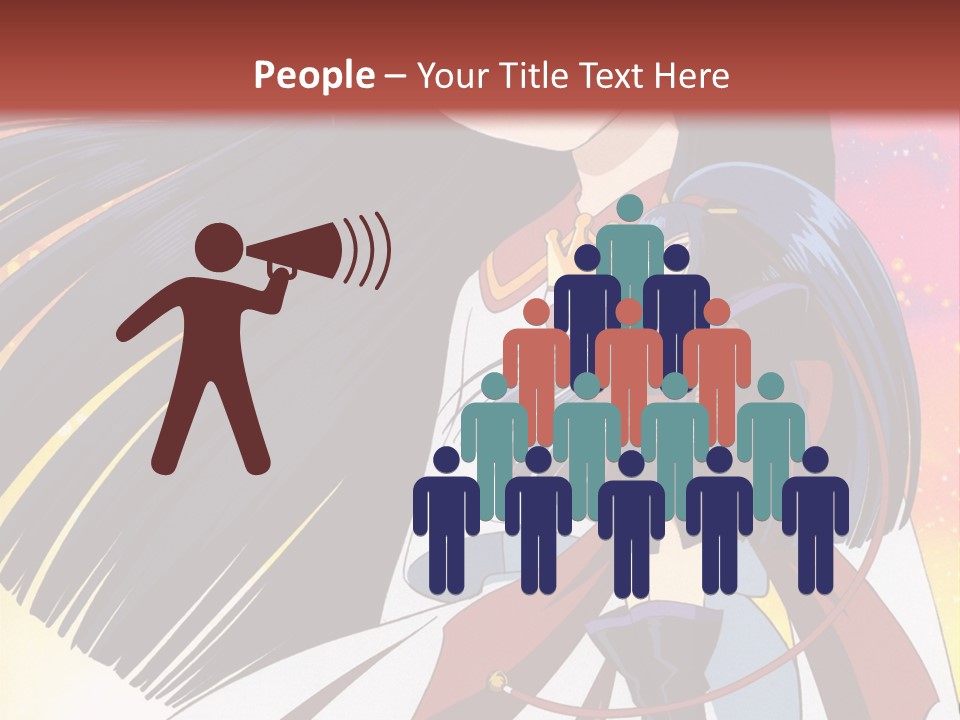 A Girl With Long Black Hair And A Red Hat Is Standing In Front Of A PowerPoint Template