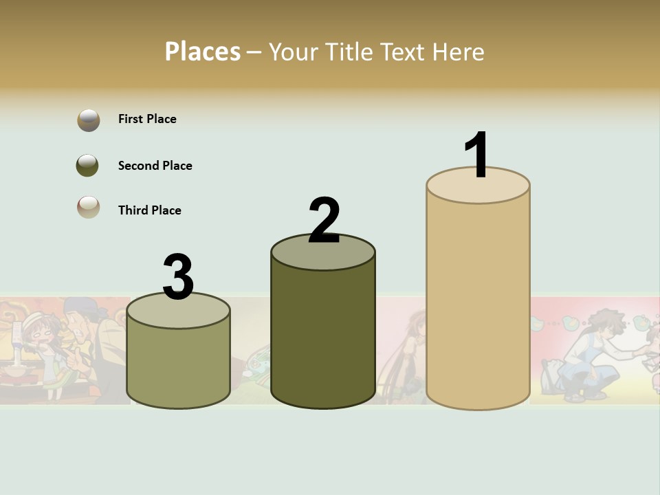 A Group Of Anime Characters With A Blue Background PowerPoint Template