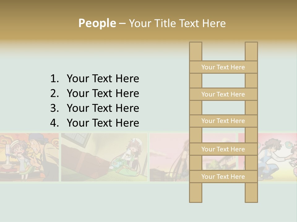 A Group Of Anime Characters With A Blue Background PowerPoint Template