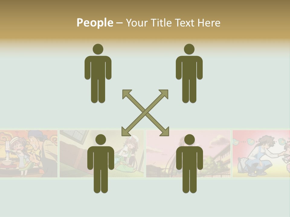 A Group Of Anime Characters With A Blue Background PowerPoint Template