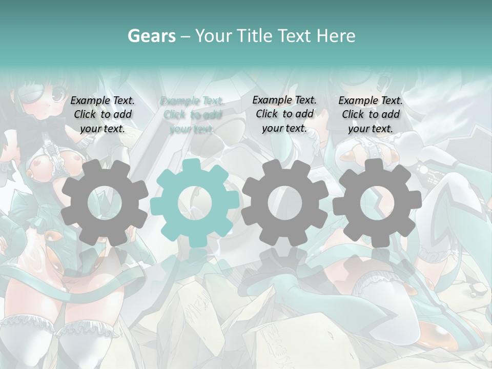 A Woman In A Green Dress Is Standing Next To A Robot PowerPoint Template