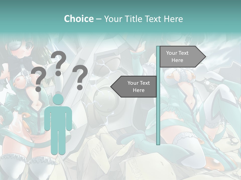 A Woman In A Green Dress Is Standing Next To A Robot PowerPoint Template