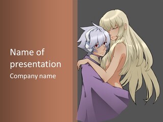 A Couple Of Anime Characters Hugging Each Other PowerPoint Template