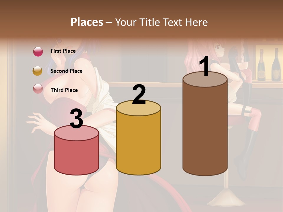 A Woman In A Dress Sitting At A Bar PowerPoint Template