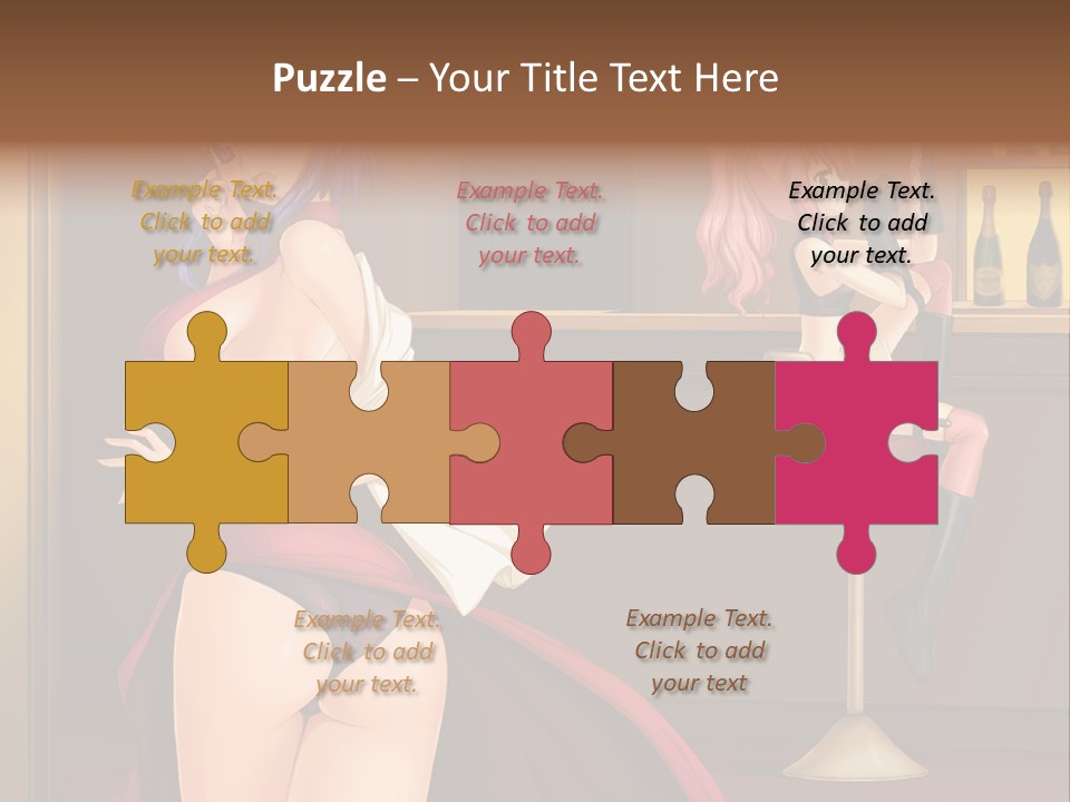 A Woman In A Dress Sitting At A Bar PowerPoint Template