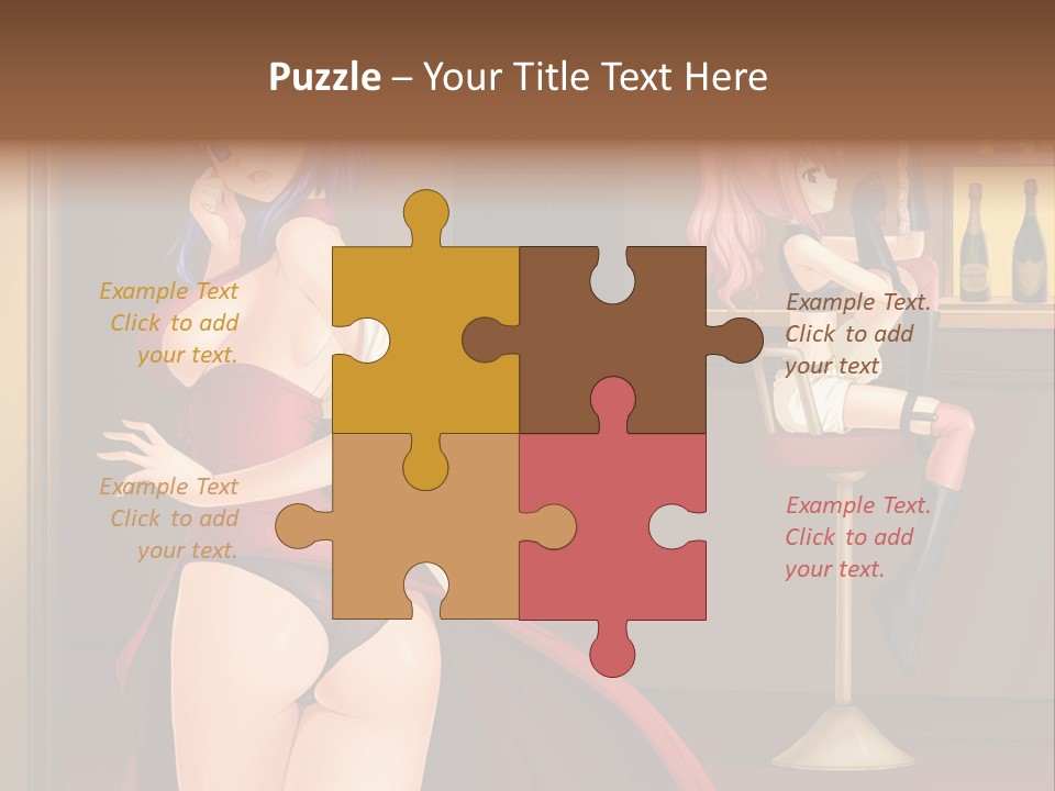 A Woman In A Dress Sitting At A Bar PowerPoint Template