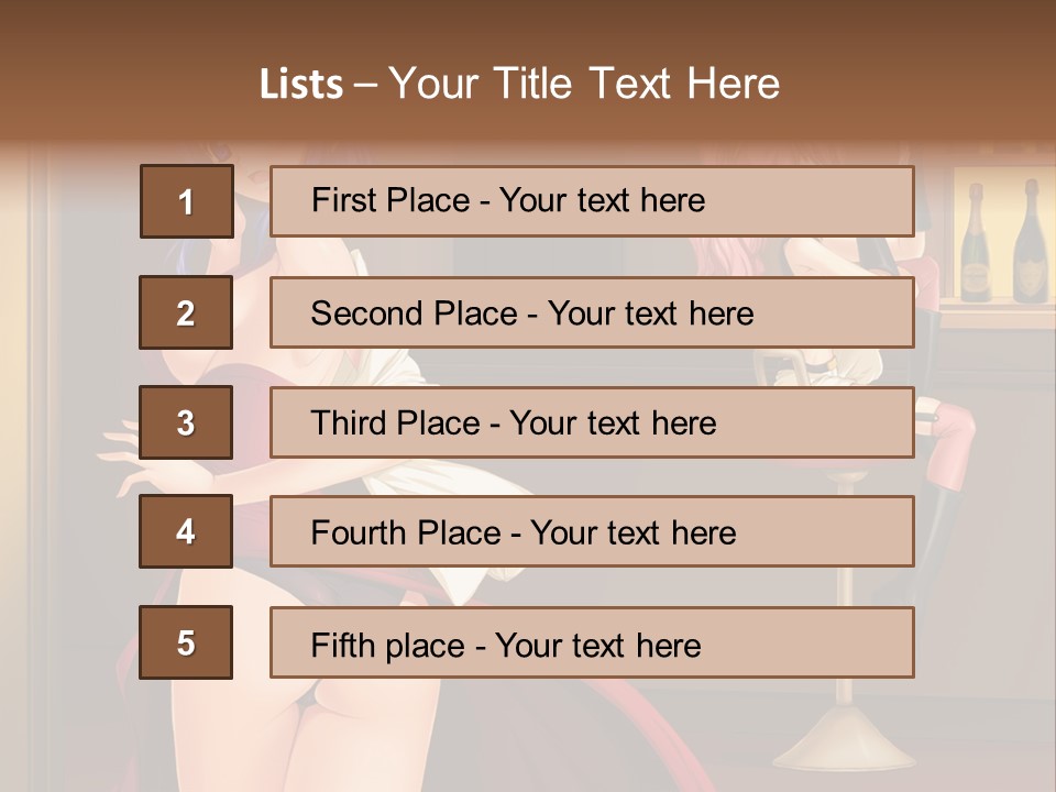 A Woman In A Dress Sitting At A Bar PowerPoint Template