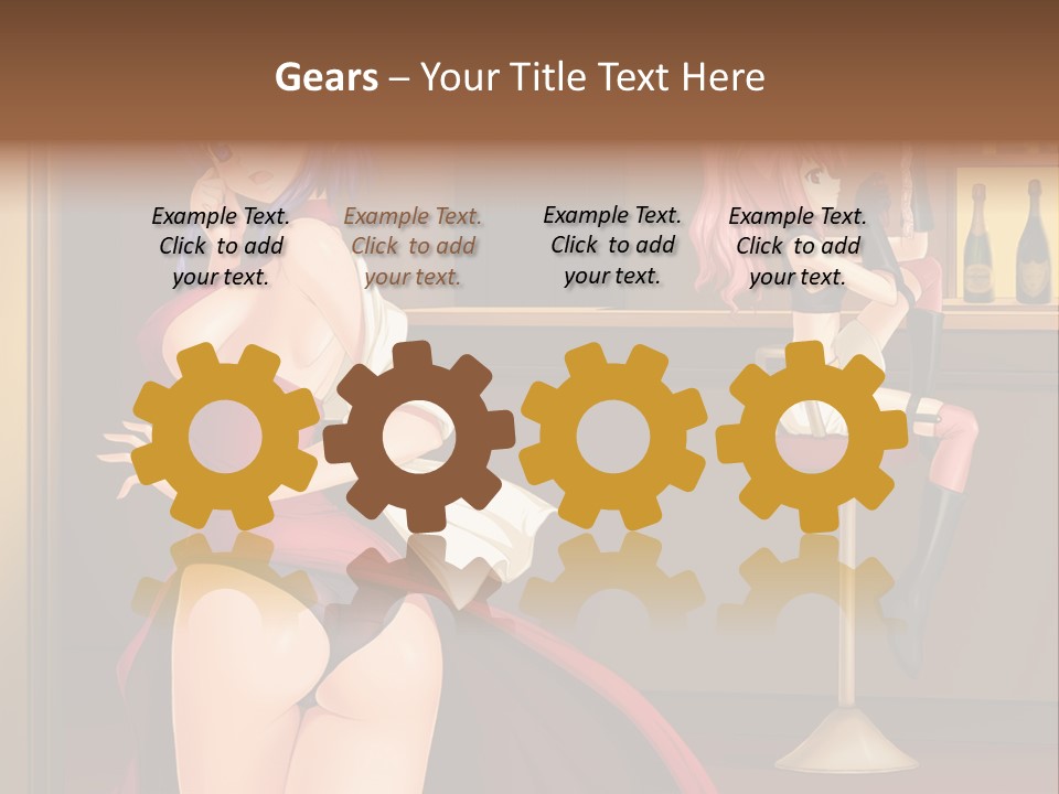 A Woman In A Dress Sitting At A Bar PowerPoint Template