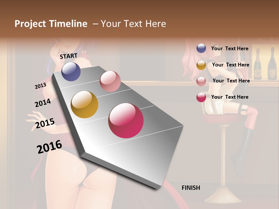 A Woman In A Dress Sitting At A Bar PowerPoint Template