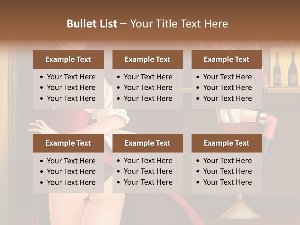 A Woman In A Dress Sitting At A Bar PowerPoint Template