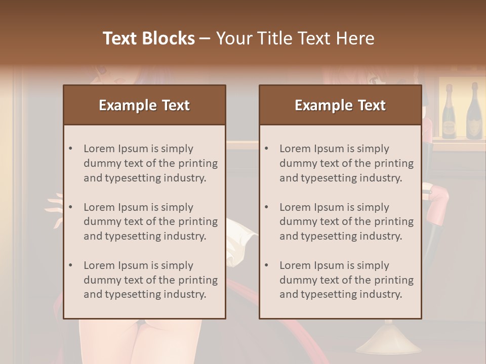 A Woman In A Dress Sitting At A Bar PowerPoint Template