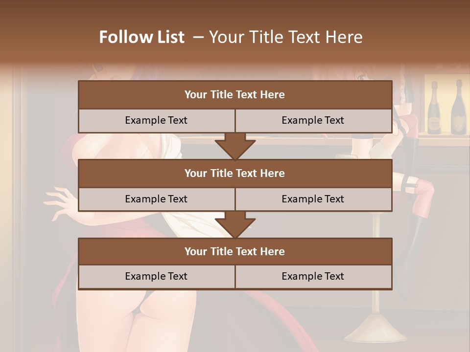 A Woman In A Dress Sitting At A Bar PowerPoint Template