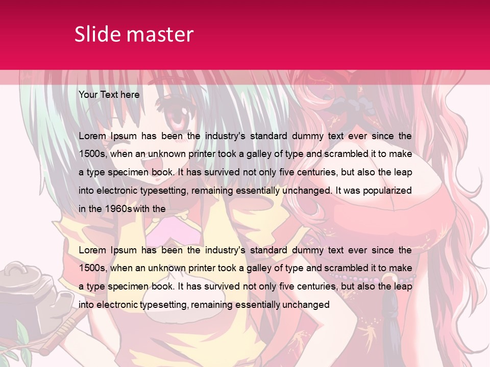 Two Anime Girls Standing Next To Each Other PowerPoint Template