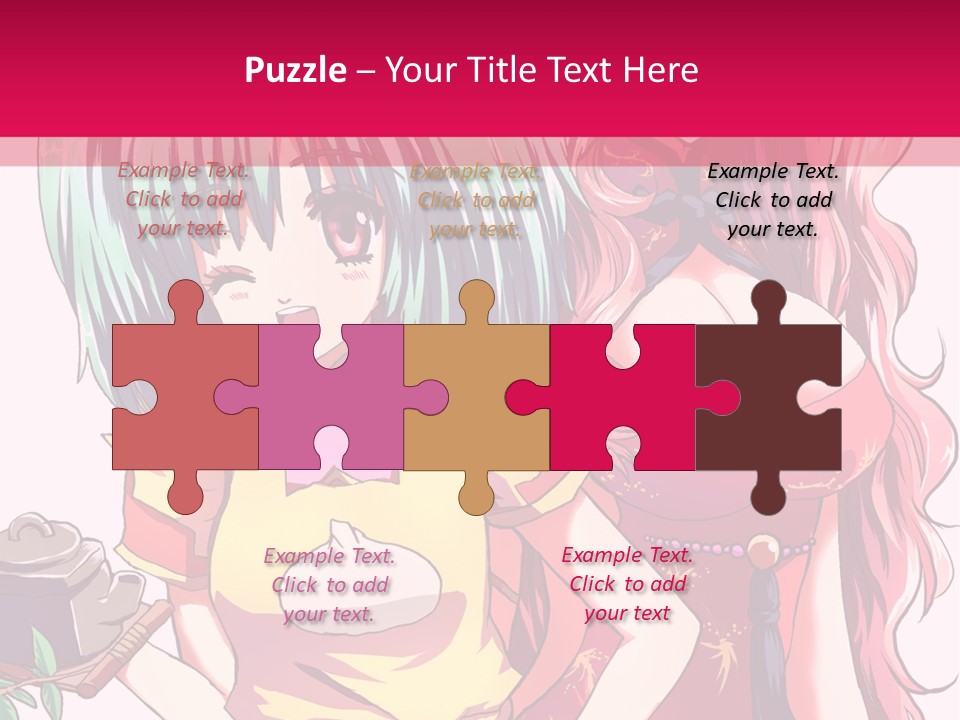 Two Anime Girls Standing Next To Each Other PowerPoint Template