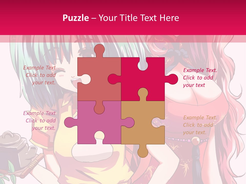 Two Anime Girls Standing Next To Each Other PowerPoint Template