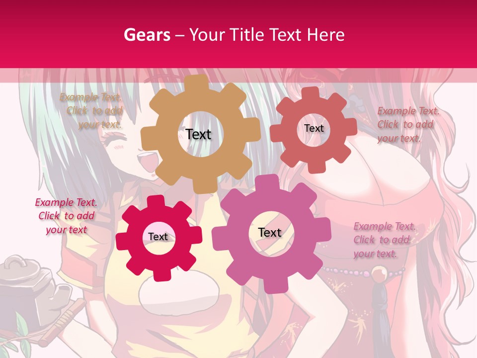 Two Anime Girls Standing Next To Each Other PowerPoint Template