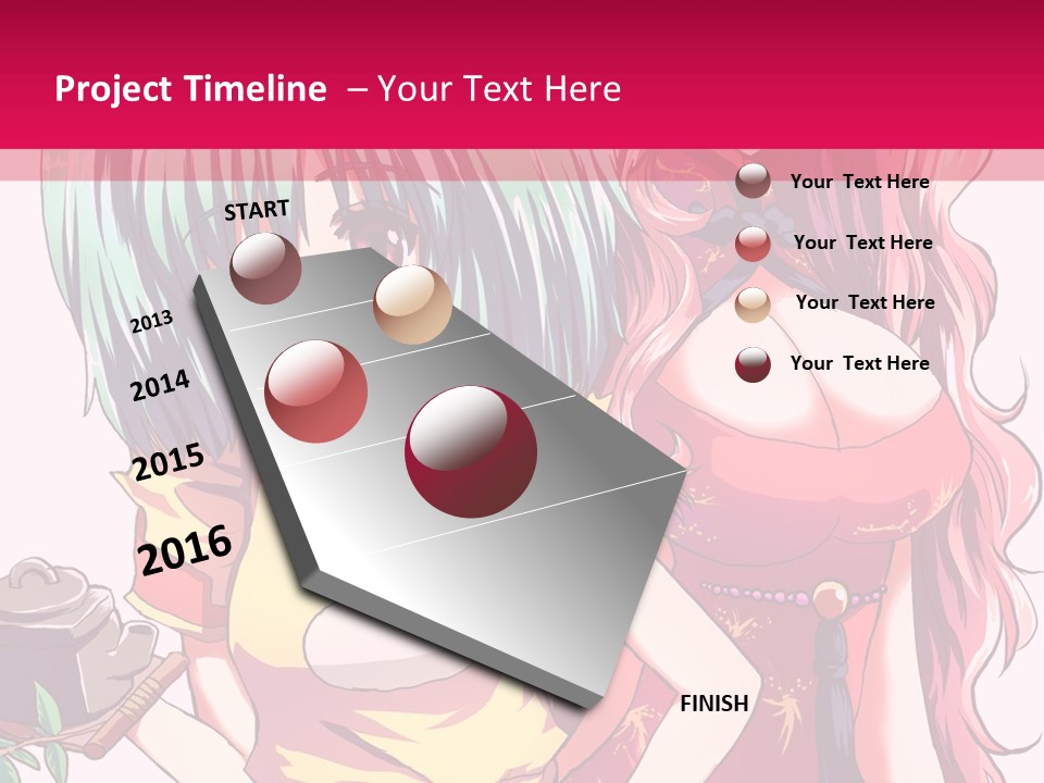 Two Anime Girls Standing Next To Each Other PowerPoint Template