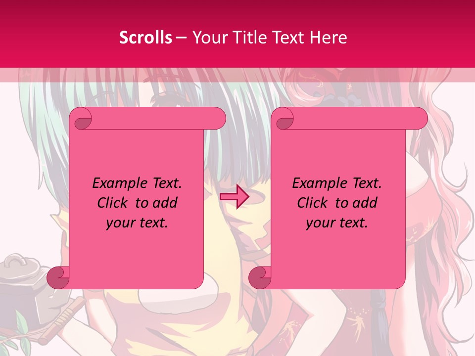 Two Anime Girls Standing Next To Each Other PowerPoint Template