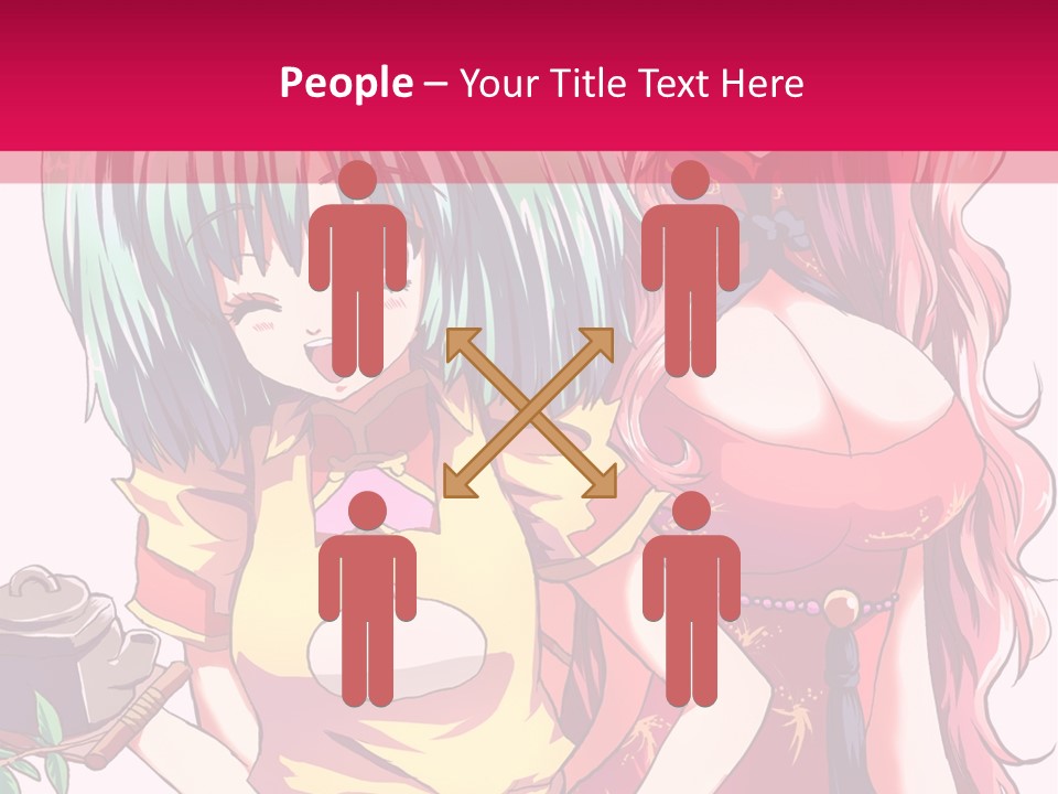 Two Anime Girls Standing Next To Each Other PowerPoint Template