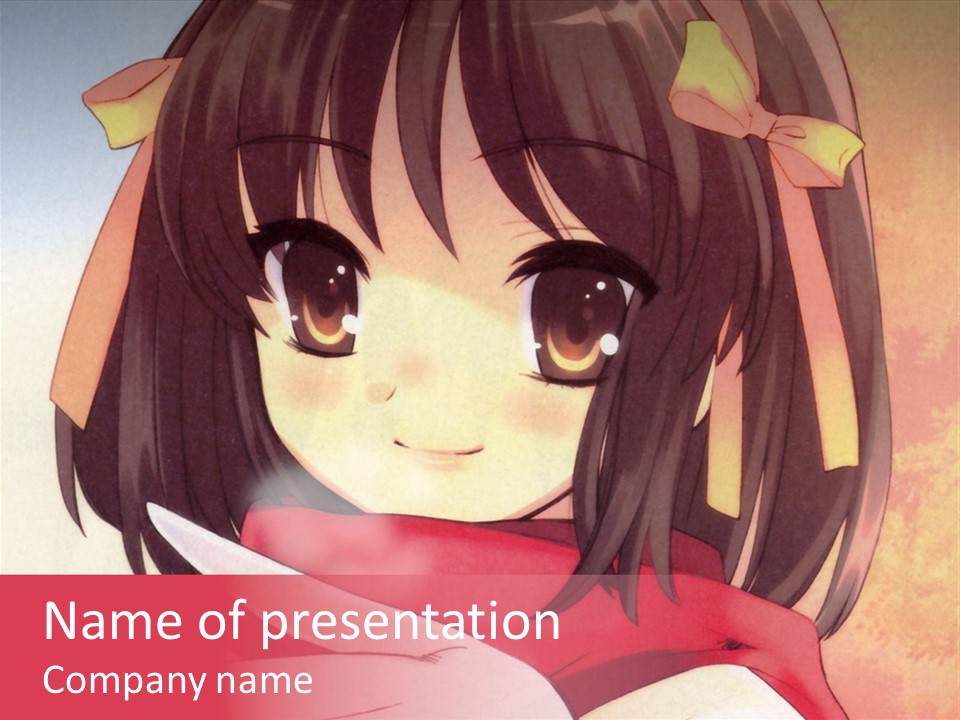 A Anime Girl With A Knife In Her Hand PowerPoint Template