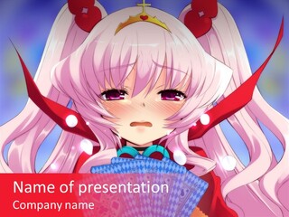 A Anime Girl With Pink Hair Holding A Fan PowerPoint Template