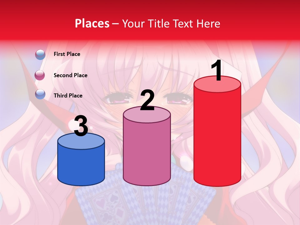 A Anime Girl With Pink Hair Holding A Fan PowerPoint Template