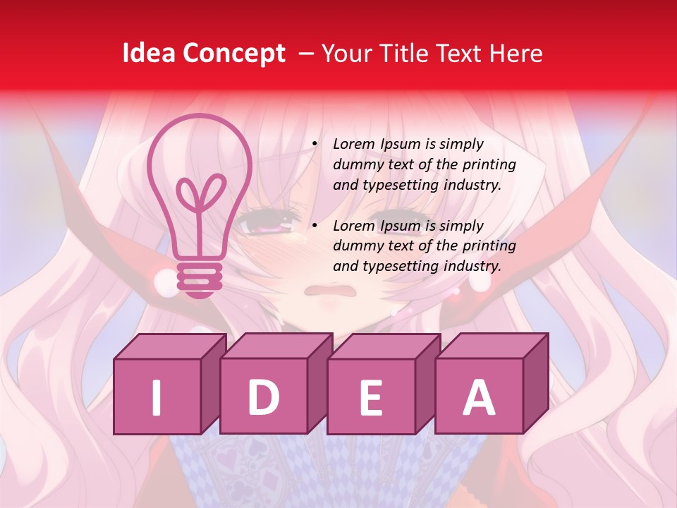 A Anime Girl With Pink Hair Holding A Fan PowerPoint Template